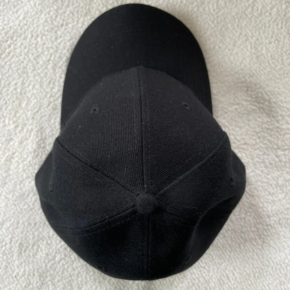 Unbranded Baseball Cap Mens OS Black Acrylic Wool Blend Adjustable Hook Loop Hat